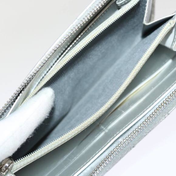 CHANEL Long Wallet Lamb Skin Silver CC Auth 49958A - Picture 10 of 16